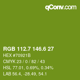 カラーコード: RGB 112.7 146.6 27 | qconv.com