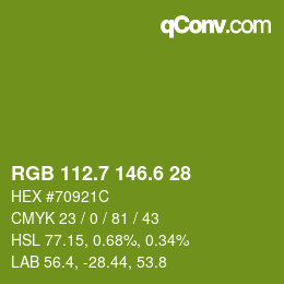 カラーコード: RGB 112.7 146.6 28 | qconv.com