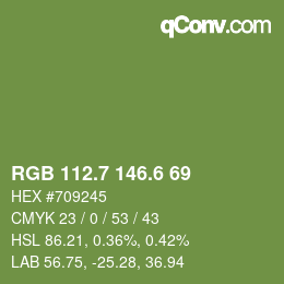 カラーコード: RGB 112.7 146.6 69 | qconv.com