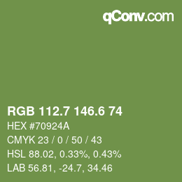 カラーコード: RGB 112.7 146.6 74 | qconv.com