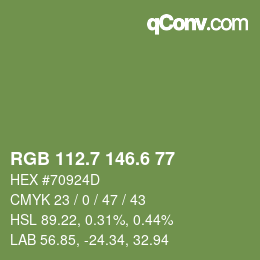 カラーコード: RGB 112.7 146.6 77 | qconv.com