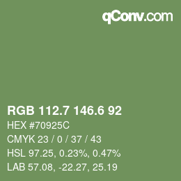 カラーコード: RGB 112.7 146.6 92 | qconv.com