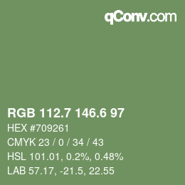 カラーコード: RGB 112.7 146.6 97 | qconv.com
