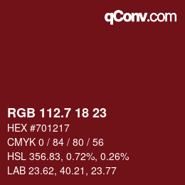 カラーコード: RGB 112.7 18 23 | qconv.com