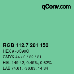 カラーコード: RGB 112.7 201 156 | qconv.com