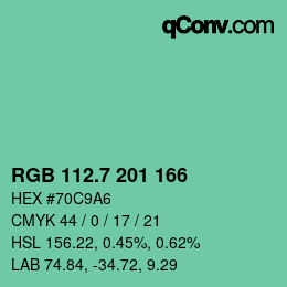 カラーコード: RGB 112.7 201 166 | qconv.com