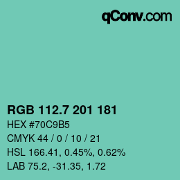 カラーコード: RGB 112.7 201 181 | qconv.com