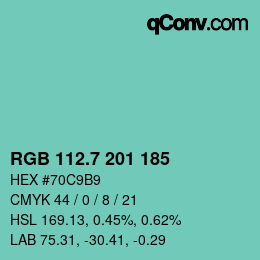 カラーコード: RGB 112.7 201 185 | qconv.com