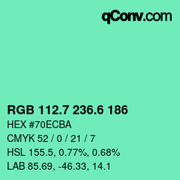 カラーコード: RGB 112.7 236.6 186 | qconv.com