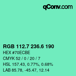 カラーコード: RGB 112.7 236.6 190 | qconv.com