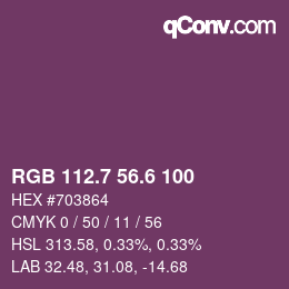 カラーコード: RGB 112.7 56.6 100 | qconv.com