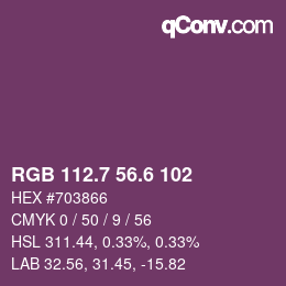 カラーコード: RGB 112.7 56.6 102 | qconv.com