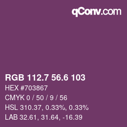 カラーコード: RGB 112.7 56.6 103 | qconv.com