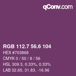 カラーコード: RGB 112.7 56.6 104 | qconv.com