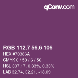 カラーコード: RGB 112.7 56.6 106 | qconv.com