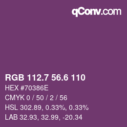 カラーコード: RGB 112.7 56.6 110 | qconv.com