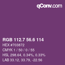 カラーコード: RGB 112.7 56.6 114 | qconv.com