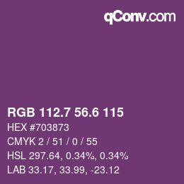 カラーコード: RGB 112.7 56.6 115 | qconv.com