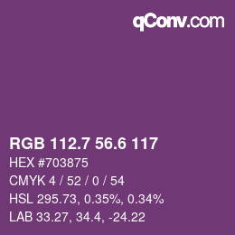 カラーコード: RGB 112.7 56.6 117 | qconv.com