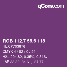 カラーコード: RGB 112.7 56.6 118 | qconv.com