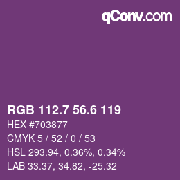 カラーコード: RGB 112.7 56.6 119 | qconv.com
