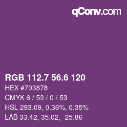 カラーコード: RGB 112.7 56.6 120 | qconv.com