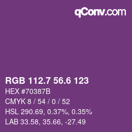 カラーコード: RGB 112.7 56.6 123 | qconv.com