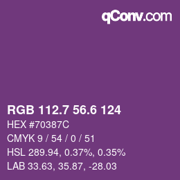 カラーコード: RGB 112.7 56.6 124 | qconv.com