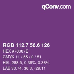 カラーコード: RGB 112.7 56.6 126 | qconv.com