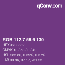 カラーコード: RGB 112.7 56.6 130 | qconv.com