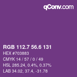カラーコード: RGB 112.7 56.6 131 | qconv.com