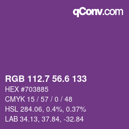 カラーコード: RGB 112.7 56.6 133 | qconv.com