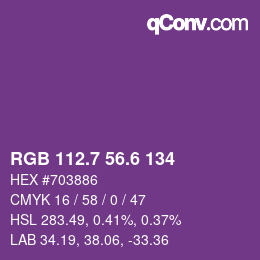 カラーコード: RGB 112.7 56.6 134 | qconv.com