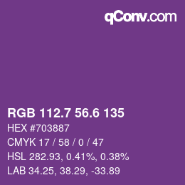 カラーコード: RGB 112.7 56.6 135 | qconv.com