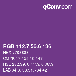 カラーコード: RGB 112.7 56.6 136 | qconv.com