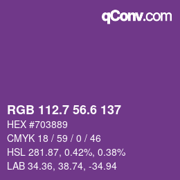カラーコード: RGB 112.7 56.6 137 | qconv.com