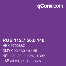 カラーコード: RGB 112.7 56.6 140 | qconv.com