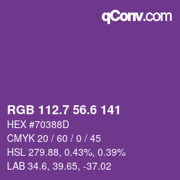 カラーコード: RGB 112.7 56.6 141 | qconv.com