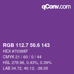 カラーコード: RGB 112.7 56.6 143 | qconv.com