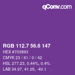 カラーコード: RGB 112.7 56.6 147 | qconv.com