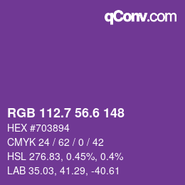 カラーコード: RGB 112.7 56.6 148 | qconv.com