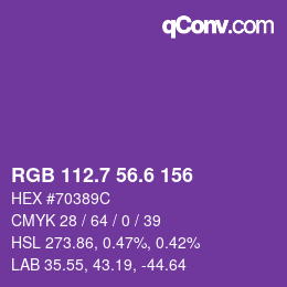 カラーコード: RGB 112.7 56.6 156 | qconv.com