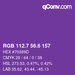 カラーコード: RGB 112.7 56.6 157 | qconv.com