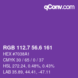 カラーコード: RGB 112.7 56.6 161 | qconv.com