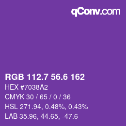 カラーコード: RGB 112.7 56.6 162 | qconv.com