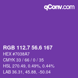 カラーコード: RGB 112.7 56.6 167 | qconv.com