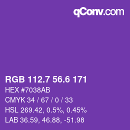 カラーコード: RGB 112.7 56.6 171 | qconv.com