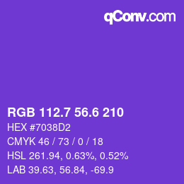 颜色代码: RGB 112.7 56.6 210 | qconv.com