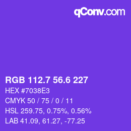 颜色代码: RGB 112.7 56.6 227 | qconv.com