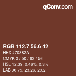 カラーコード: RGB 112.7 56.6 42 | qconv.com